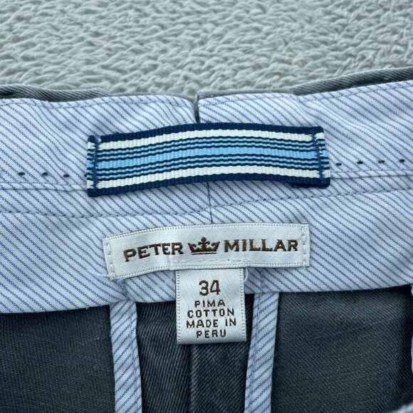 Peter Millar 34 Gray Pima Cotton Pants Straight Fit Casual Style Mens 1122 - Picture 3 of 9